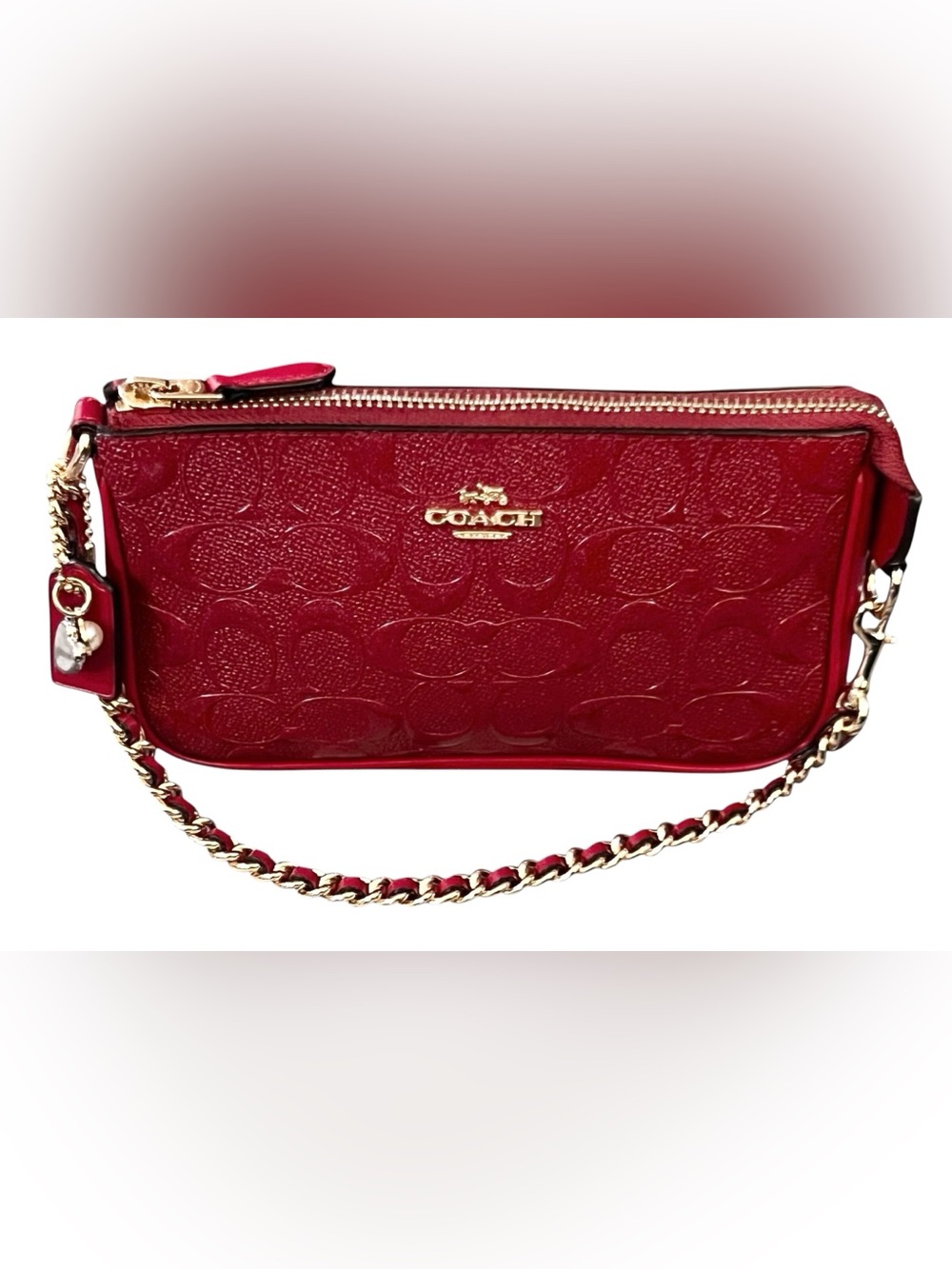 COACH Signature Debossed Chain Large Wristlet 19/ Shoulder Bag